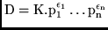 $\rm D=K.p_1^{\epsilon_1}
\ldots p_n^{\epsilon_n}$